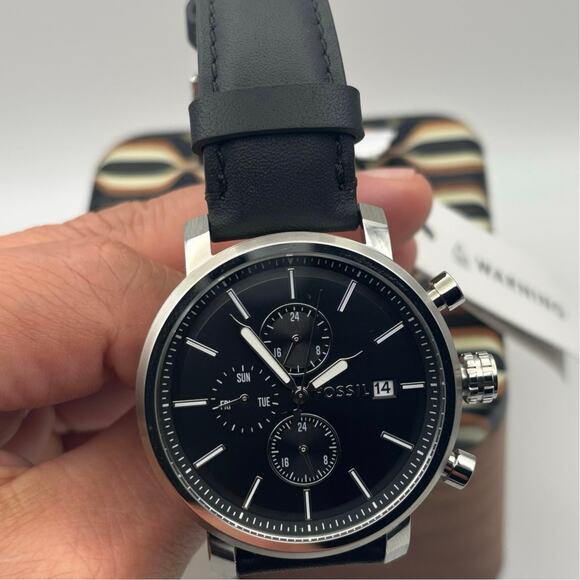 Fossil Rhett BQ2849 Men’s 42mm Black Dial Multifunction Quartz Leather Straps - Picture 9 of 15